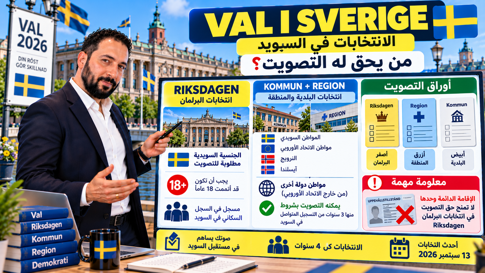 الانتخابات في السويد: من يحق له التصويت في البرلمان والبلدية والـRegion؟ دليل شامل