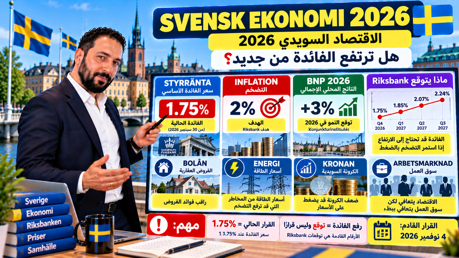 الاقتصاد السويدي والفائدة 2026: ماذا يحدث للأسعار والقروض وهل ترتفع الفائدة من جديد؟