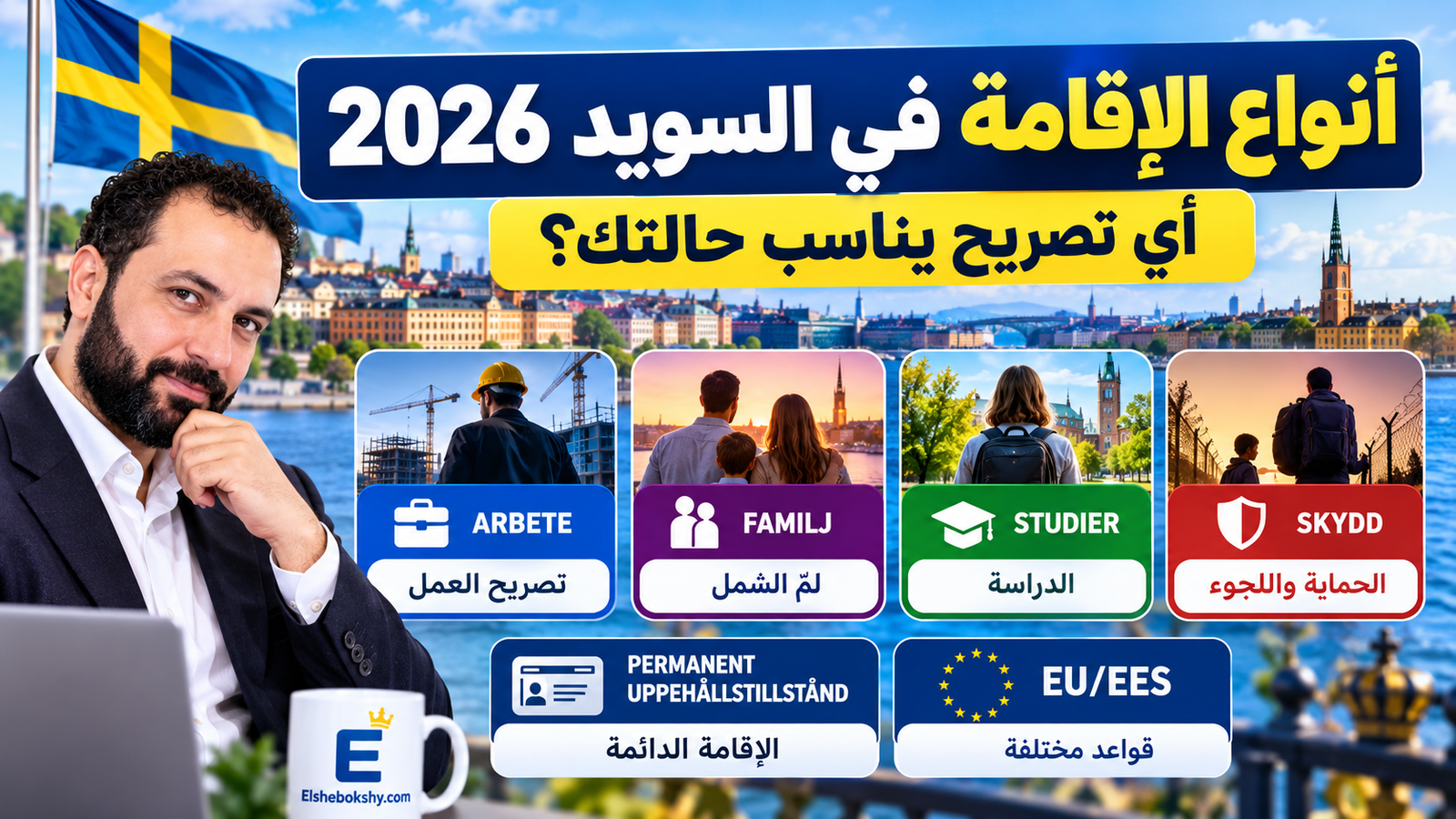 أنواع تصاريح الإقامة في السويد 2026: ما الفرق بين العمل ولمّ الشمل واللجوء والدراسة؟