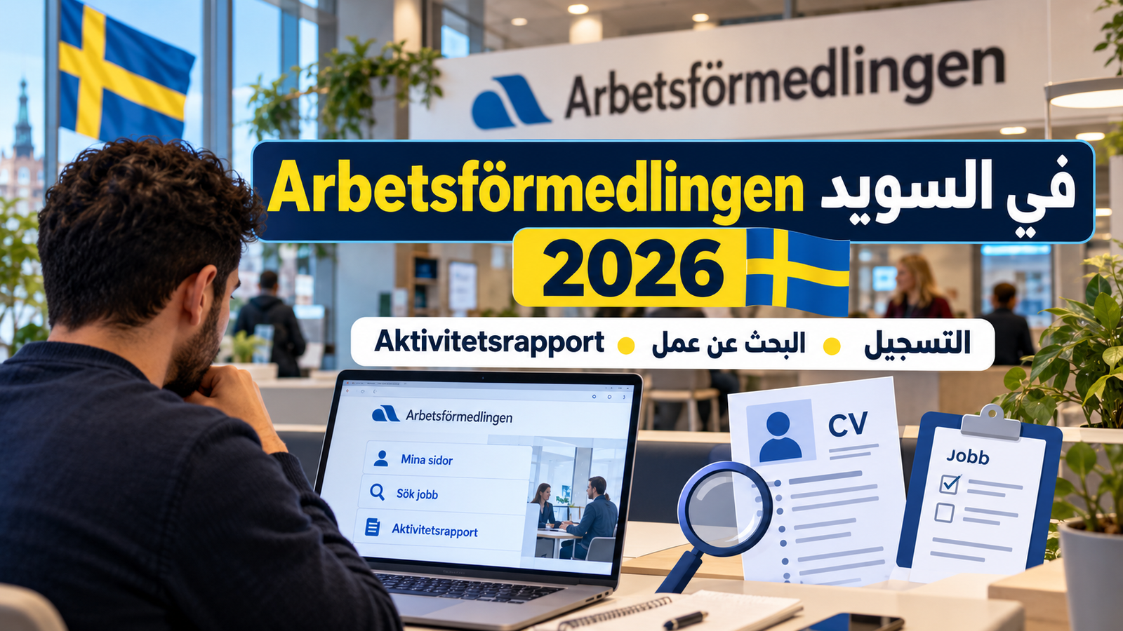 Arbetsförmedlingen في السويد 2026: دليل التسجيل والبحث عن عمل وAktivitetsrapport